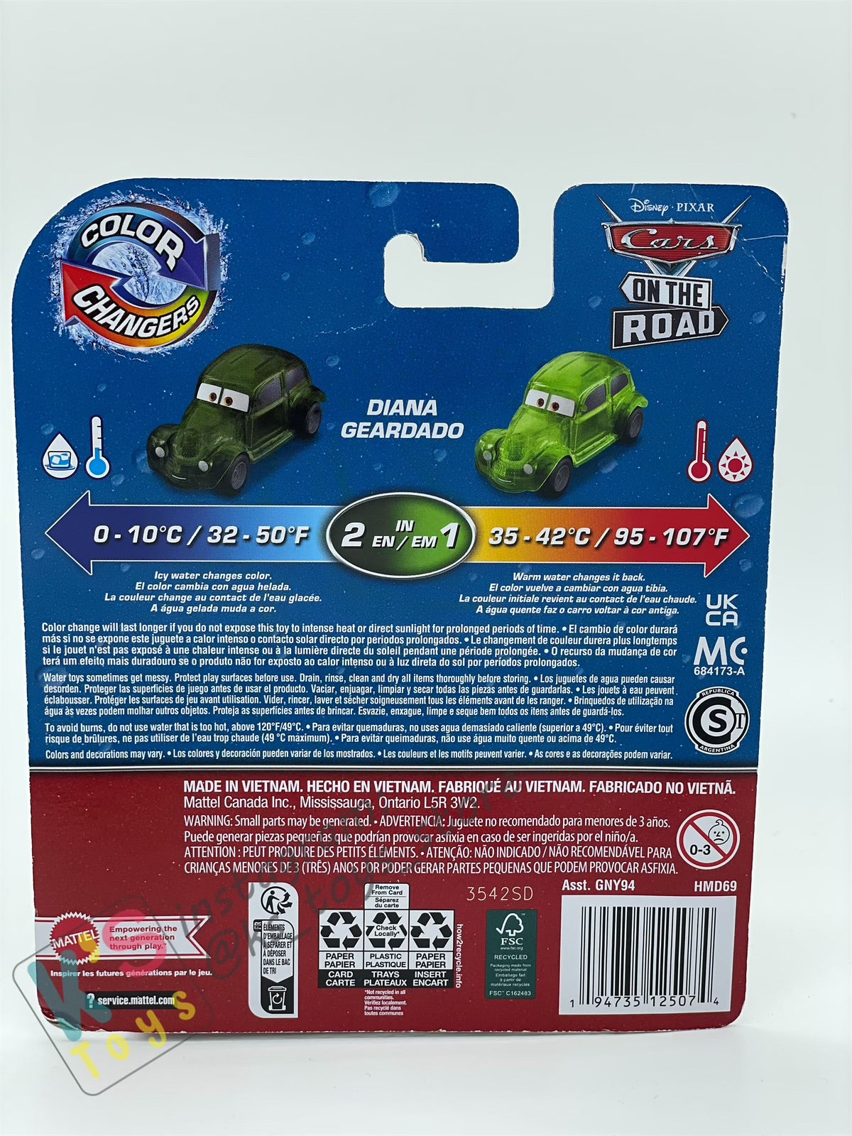 COLOR CHANGERS Disney Pixar Cars by MATTEL, DIANA GEARDADO (BLACK/GREEN) - CASE R 2023 RELEASE - BNIP