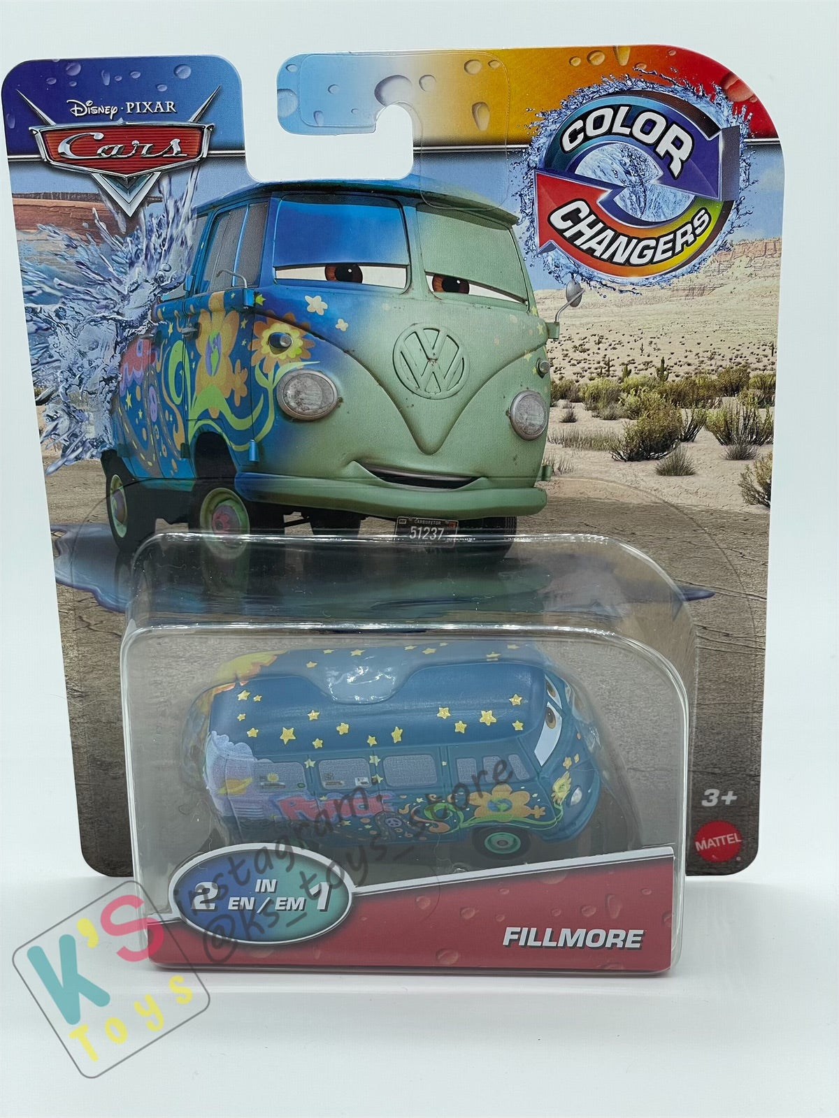 COLOR CHANGERS Disney Pixar Cars by MATTEL, FILLMORE (DARK BLUE/LIGHT GREEN) - CASE R 2023 RELEASE - BNIP