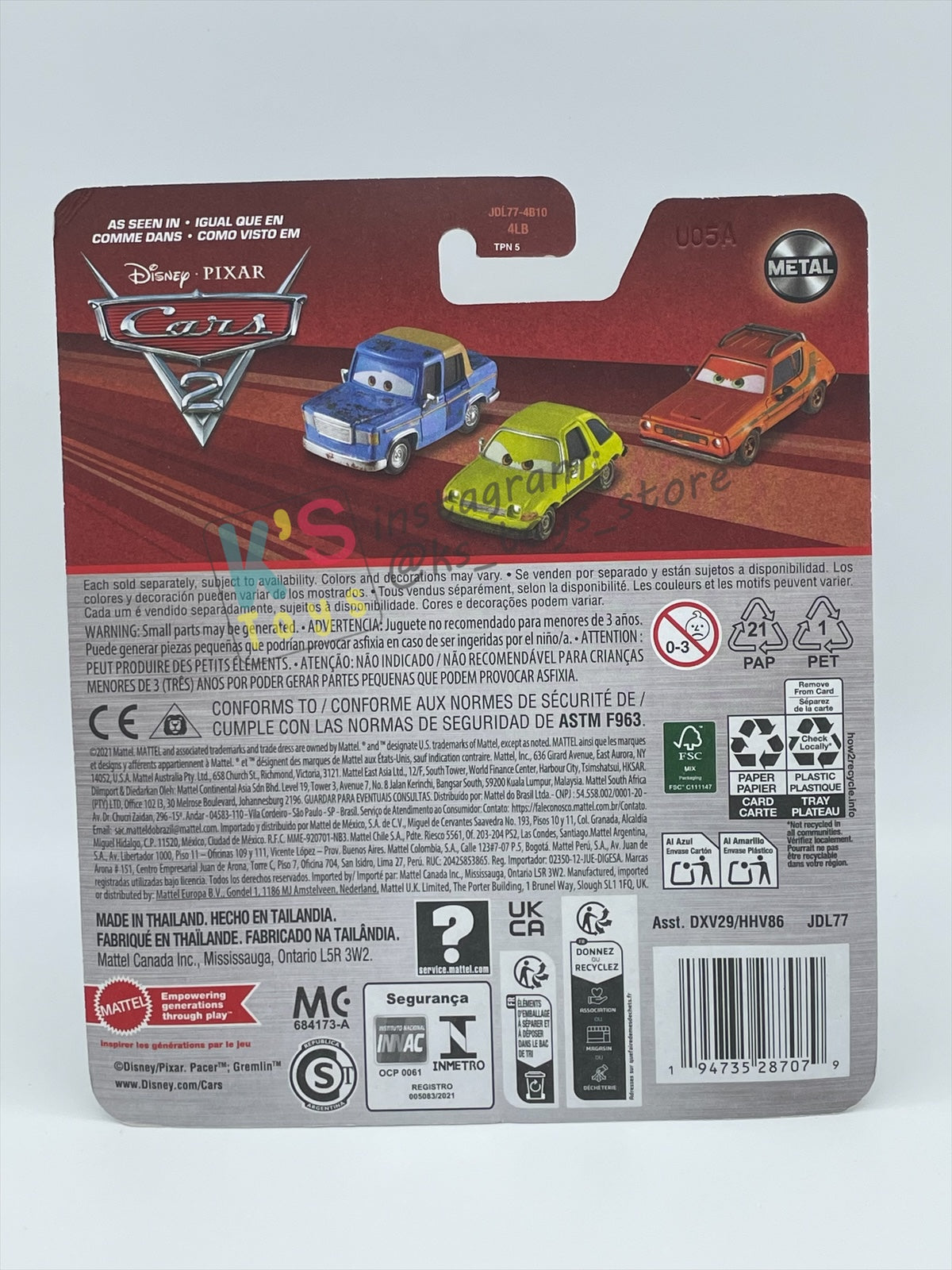 DISNEY PIXAR CARS 1:55 BY MATTEL, "GREM" - 2025 RE-RELEASED - BNIP