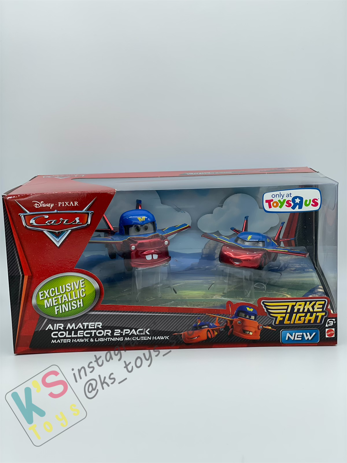 RARE DISNEY PIXAR CARS - AIR MATER COLLECTOR 2-PACK / GIFT SET EXCLUSIVE METALLIC FINISH - MATER HAWK AND LIGHTNING MCQUEEN HAWK - BNIB