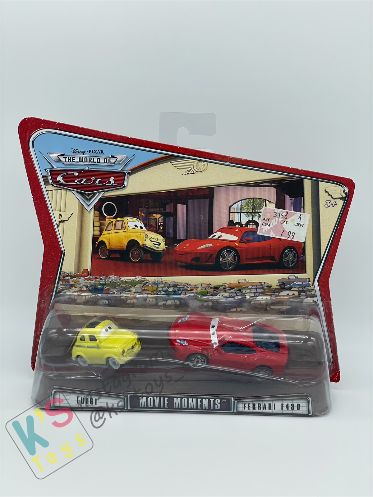 Disney Pixar Cars 1:55 by Mattel 2-Pack MOVIE MOMENTS, LUIGI & FERRARI F430 - BNIP