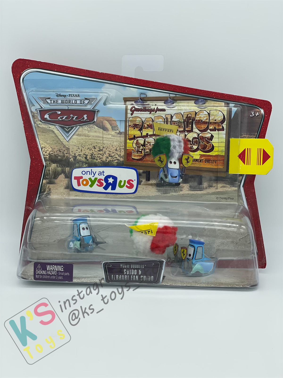 Disney Pixar Cars 1:55 by Mattel 2-Pack Movie Doubles, GUIDO & FERRARI FAN GUIDO - BNIP