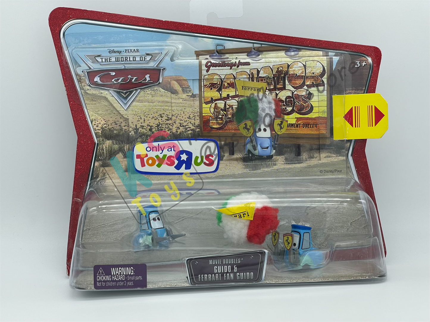 Disney Pixar Cars 1:55 by Mattel 2-Pack Movie Doubles, GUIDO & FERRARI FAN GUIDO - BNIP