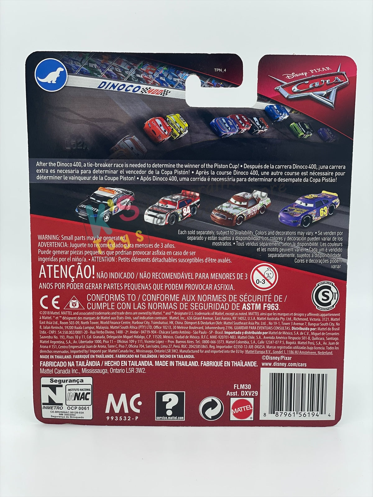 DISNEY PIXAR CARS 1:55 BY MATTEL, "MARLON “CLUTCHES” McKAY" CARS DINOCO 400 SERIES - BNIP