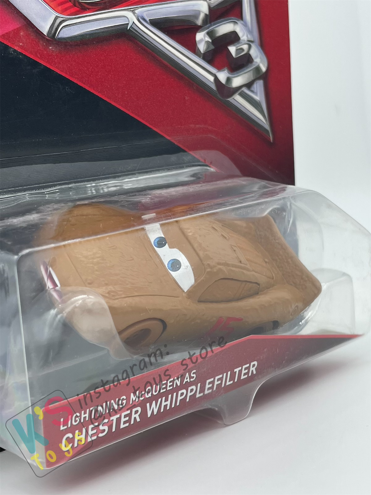 Disney Pixar Cars 1:55 by MATTEL, LIGHTNING MCQUEEN AS CHESTER WHIPPLEFILTER, CARS 3 - BNIP
