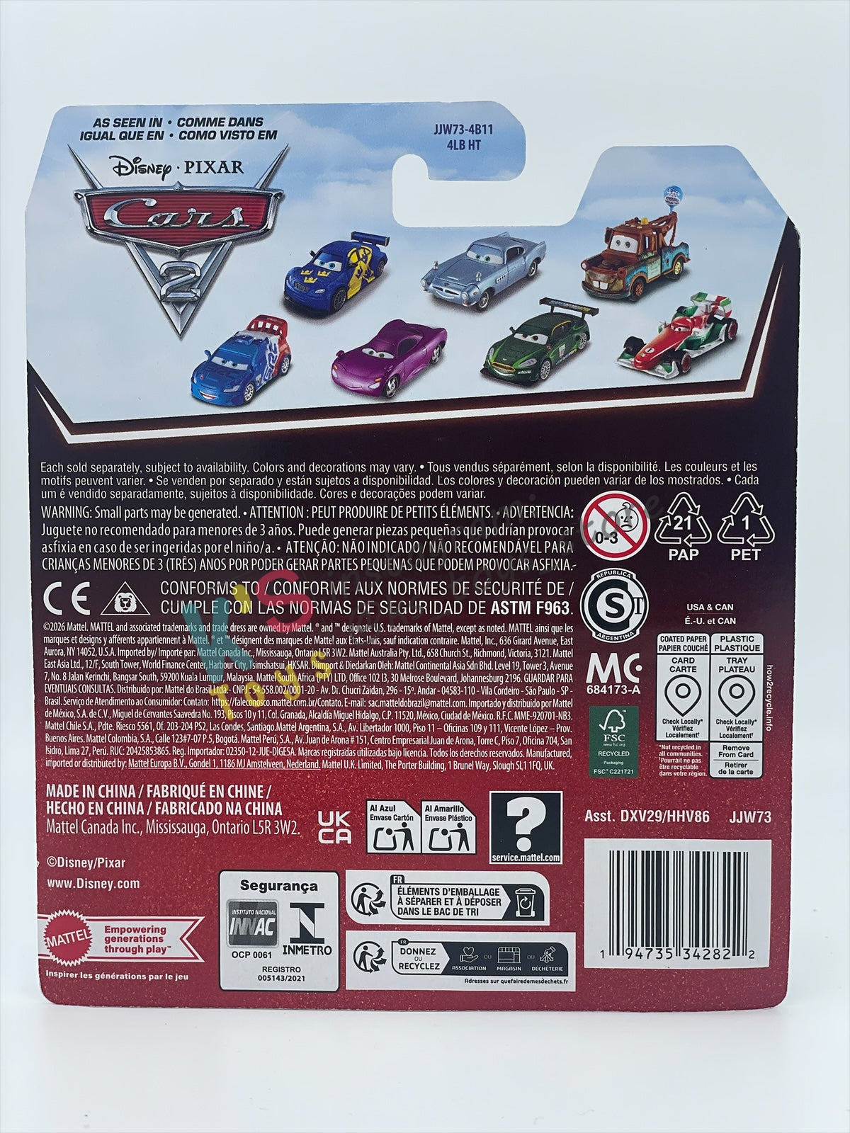 DISNEY PIXAR CARS BY MATTEL 1:55, "MEMO ROJAS JR" - 2026 RE-RELEASED 20TH ANNIVERSARY CARD - BNIP