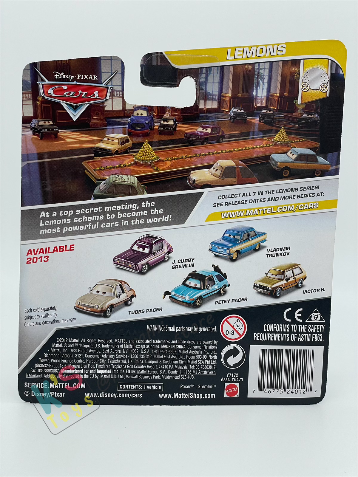 DISNEY PIXAR CARS BY MATTEL 1:55, PETEY PACER -LEMONS SERIES - BNIP
