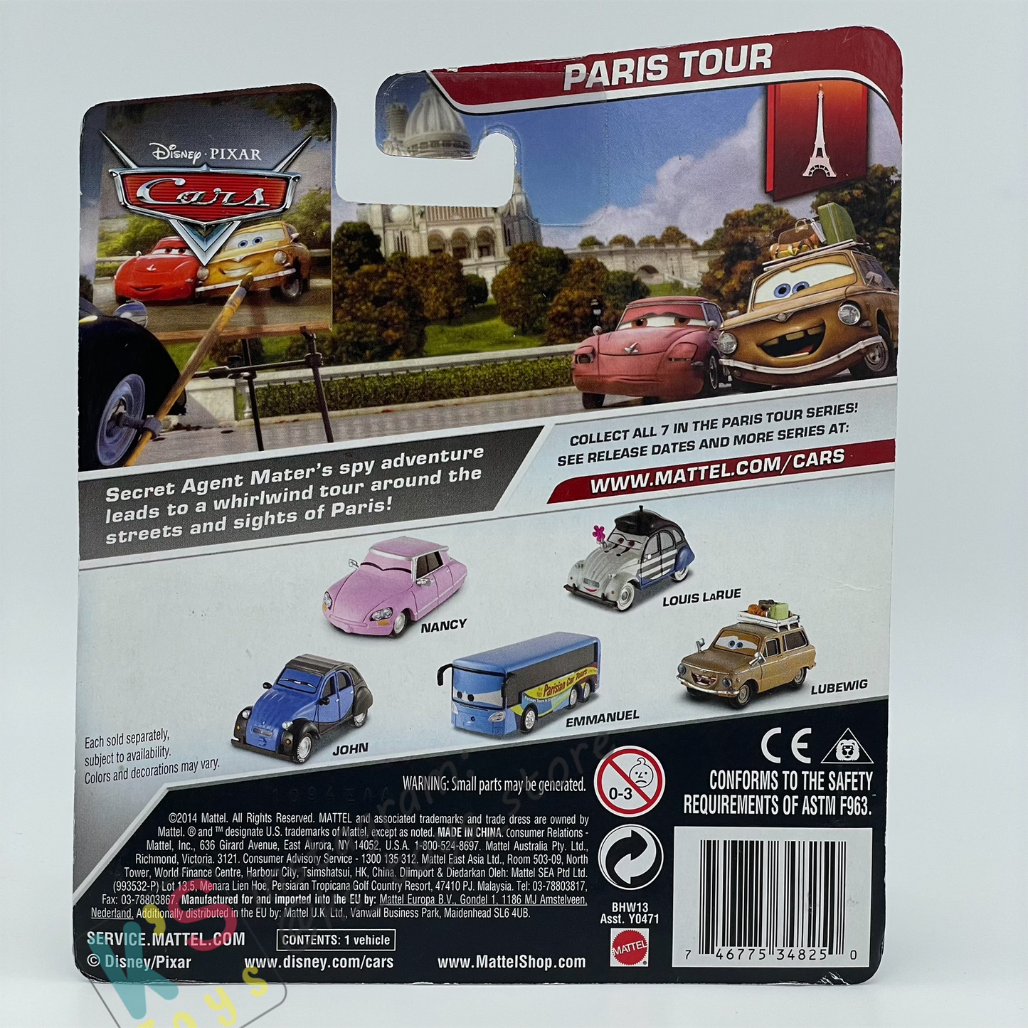 DISNEY PIXAR CARS BY MATTEL, LOUIS LARUE - CARS 2 - PARIS SERIES - BNIP