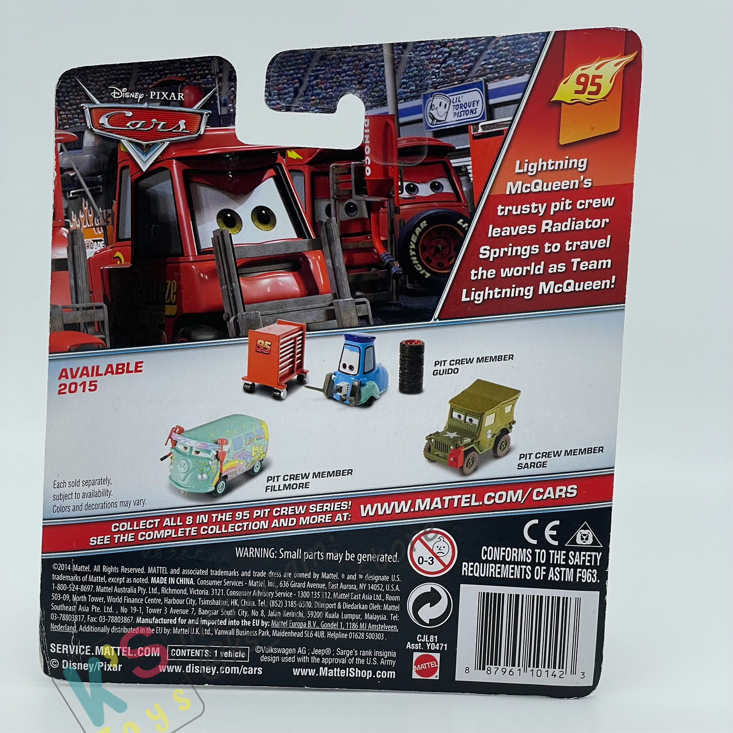 DISNEY PIXAR CARS BY MATTEL - PIT CREW MEMBER FILLMORE - 95 PIT CREW - BNIP
