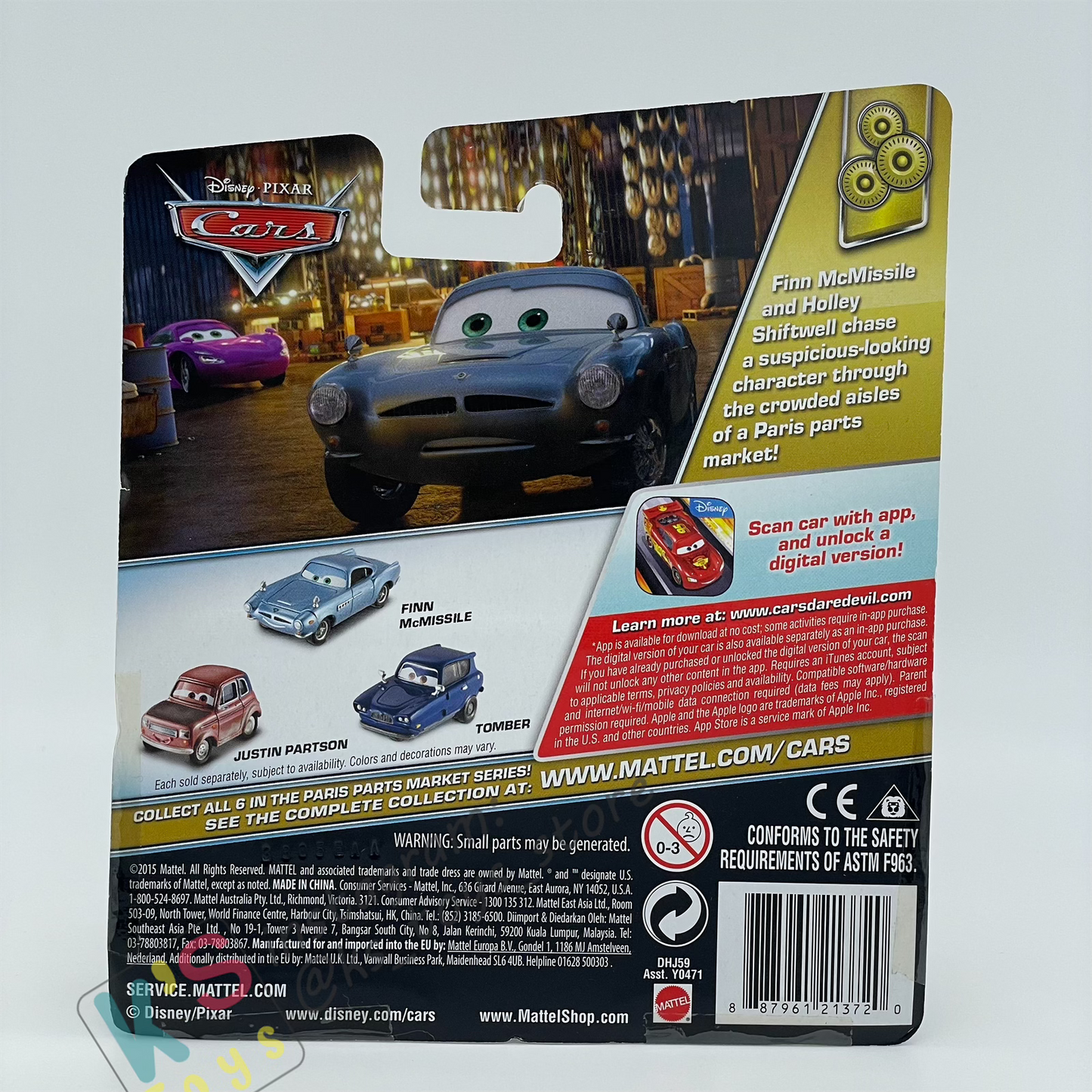 DISNEY PIXAR CARS BY MATTEL - JUSTIN PARTSON - CARS 2, PARIS PARTS MARKET SERIES - BNIP