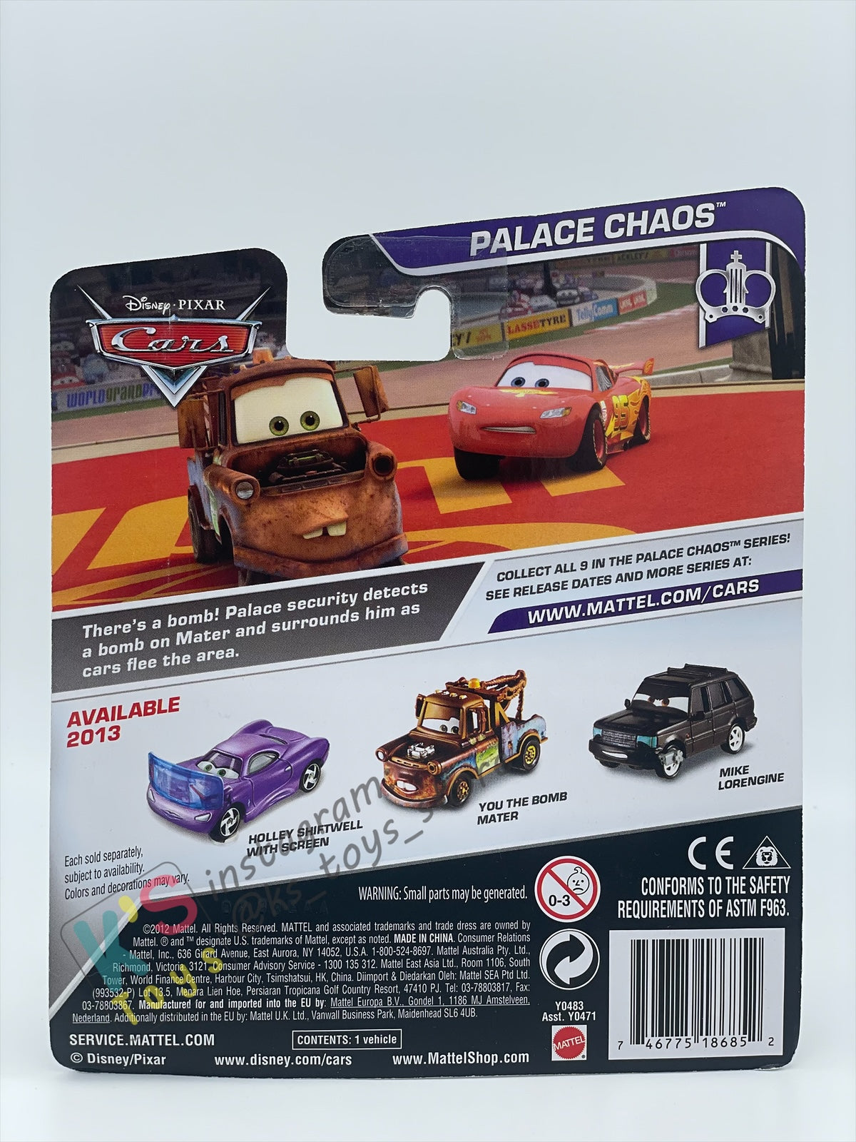DISNEY PIXAR CARS BY MATTEL 1:55, MIKE LORENGINE - PALACE CHAOS SERIES - BNIP