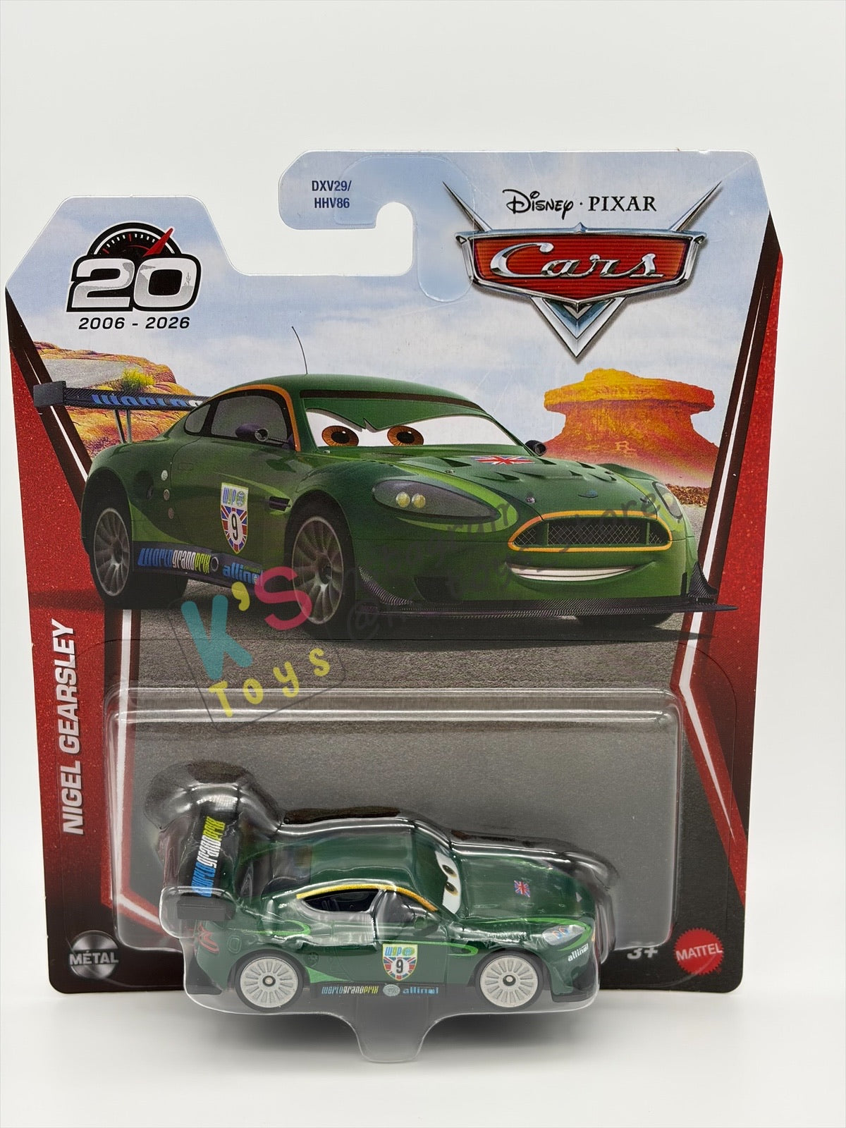 DISNEY PIXAR CARS BY MATTEL 1:55, "NIGEL GEARSLEY”- 2026 RE-RELEASED 20th ANNIVERSARY CARD - BNIP