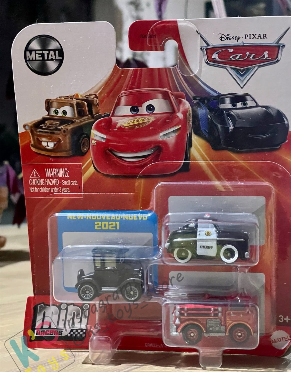 MINI RACERS DISNEY PIXAR CARS 3-PACK LIZZIE, SHERIFF, AND RED - BNIP