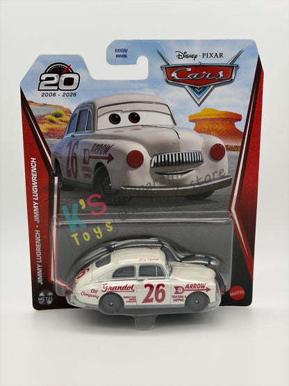 DISNEY PIXAR CARS BY MATTEL 1:55, "JIMMY LUGWRENCH'" - 2026 RE-RELEASED 20th ANNIVERSARY CARD - BNIP