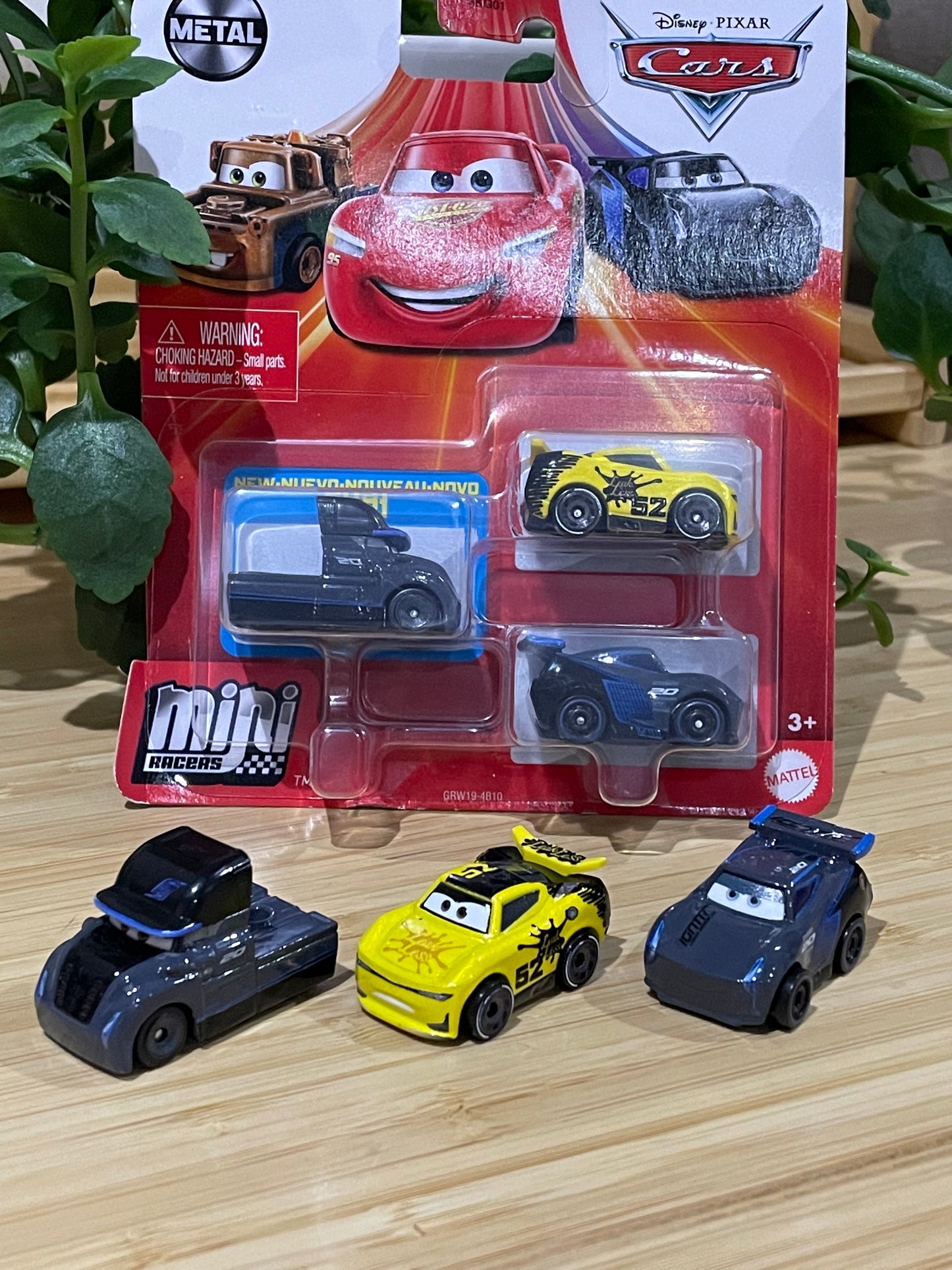 MINI RACERS DISNEY PIXAR CARS 3-PACK GALE BEAUFORT, GEORGE NEW-WIN, AND JACKSON STORM METALLIC - BNIP