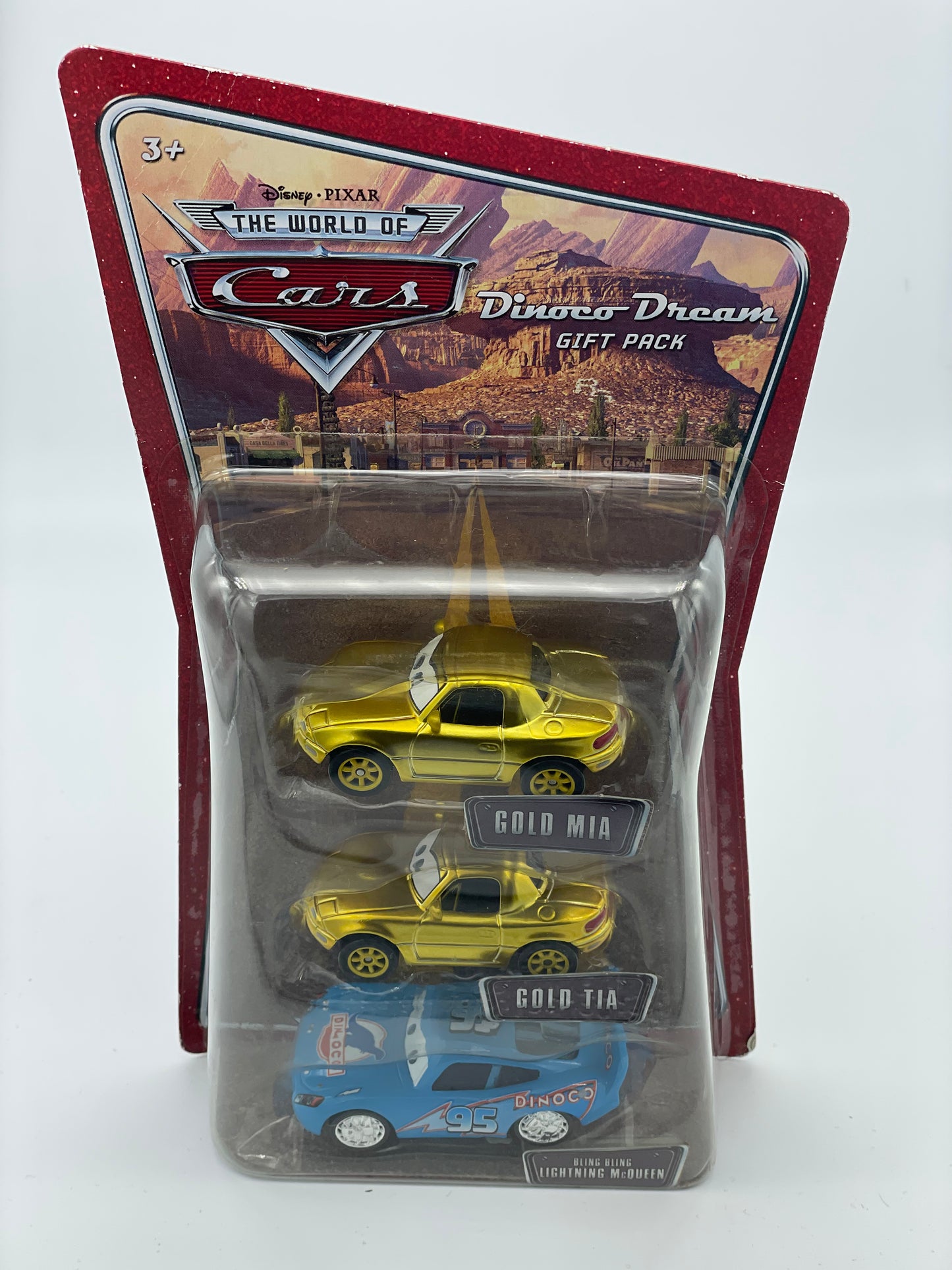 DISNEY PIXAR CARS 3 PACK DINOCO DREAM GIFT PACK "GOLD MIA, GOLD TIA, AND BLING BLING LIGHTNING MCQUEEN (VARIANT)"  - BNIP