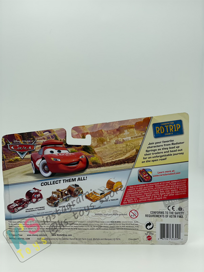 Bundle of 5 Disney Pixar Cars with Trailer from Road Trip series, Included Road Trip Mack Hauler