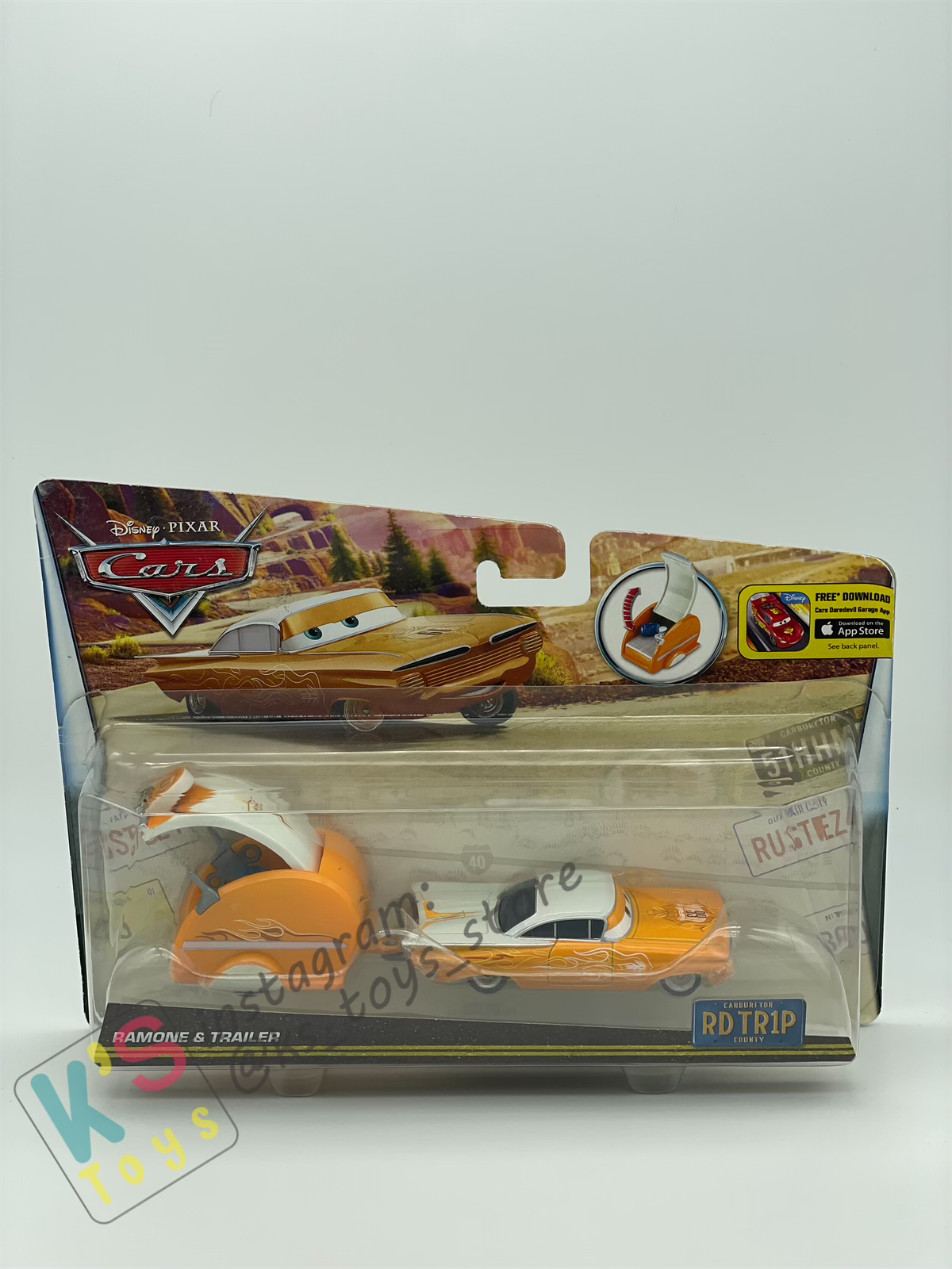 Bundle of 5 Disney Pixar Cars with Trailer from Road Trip series, Included Road Trip Mack Hauler