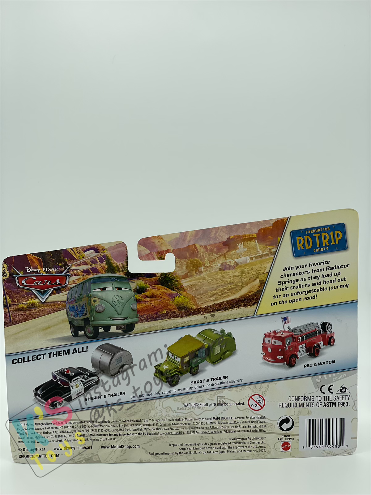 Bundle of 5 Disney Pixar Cars with Trailer from Road Trip series, Included Road Trip Mack Hauler