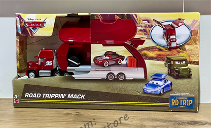 Bundle of 5 Disney Pixar Cars with Trailer from Road Trip series, Included Road Trip Mack Hauler