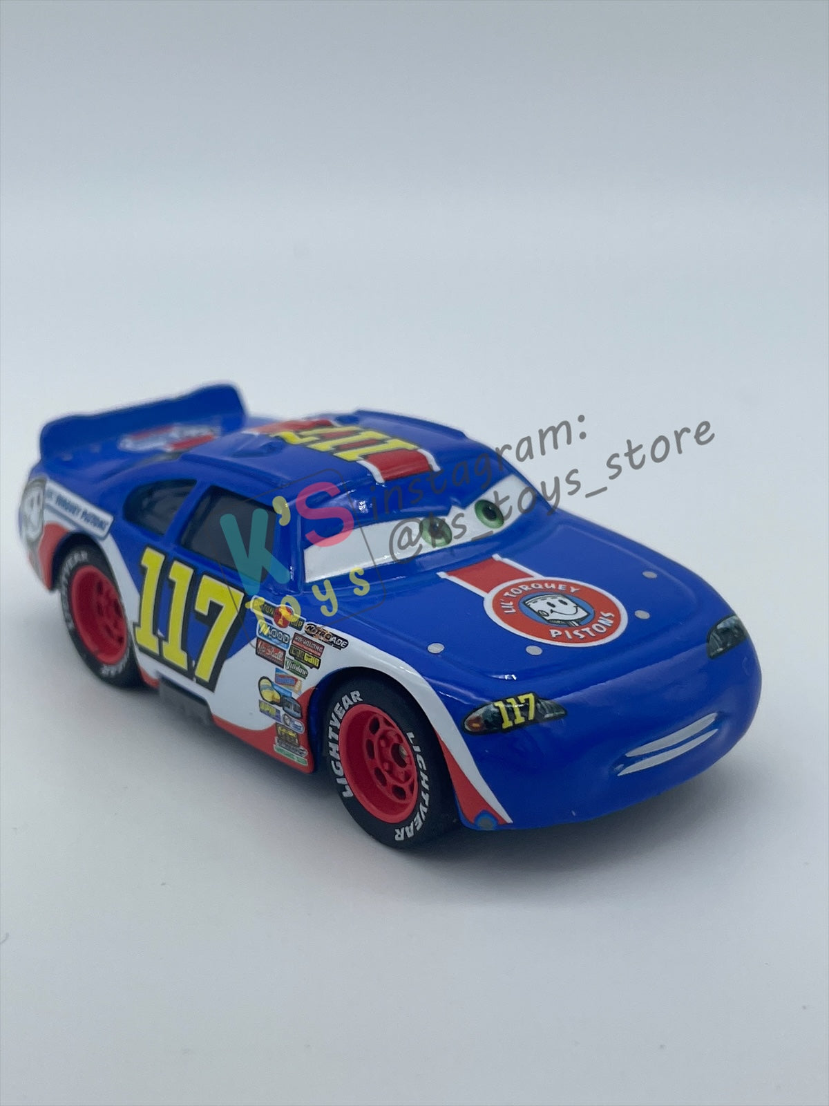 PRE-OWNED / LOOSE DISNEY PIXAR CARS BY MATTEL - RALPH CARLOW / LIL’ TORQUEY PISTONS (CARS 1, RUBBER TIRES) - NEAR MINT CONDITION - READ DESCRIPTION!!!!!!!!!!!
