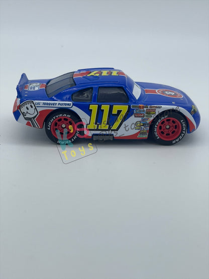 PRE-OWNED / LOOSE DISNEY PIXAR CARS BY MATTEL - RALPH CARLOW / LIL’ TORQUEY PISTONS (CARS 1, RUBBER TIRES) - NEAR MINT CONDITION - READ DESCRIPTION!!!!!!!!!!!
