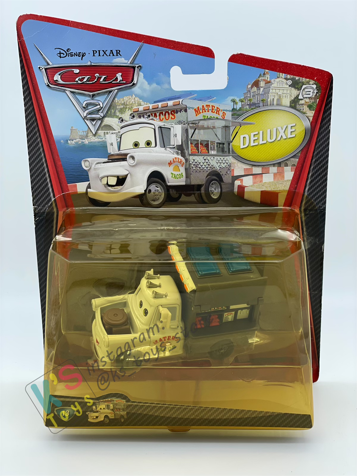 DELUXE DISNEY PIXAR CARS BY MATTEL, "TACO MATER" - CARS 2 CHASE  SERIES - BNIP