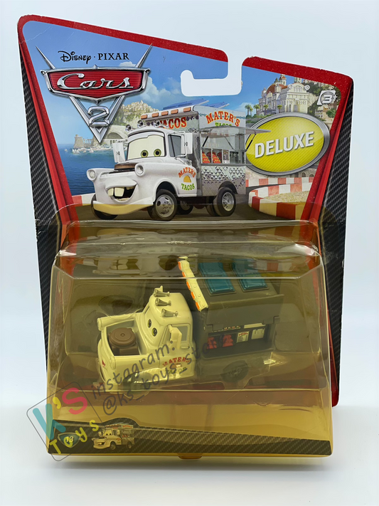 DELUXE DISNEY PIXAR CARS BY MATTEL, "TACO MATER" - CARS 2 CHASE  SERIES - BNIP