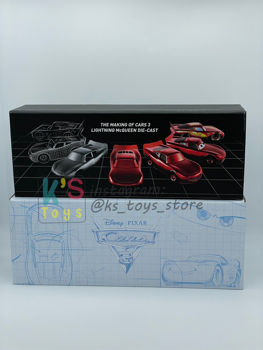 DISNEY PIXAR CARS BY MATTEL, EXCLUSIVE D23 2017 SDCC 2017 RAW LIGHTNING , PAINTED LIGHTNING AND RUST-EZE LIGHTNING MCQUEEN WITH METALLIC FINISH - BNIB