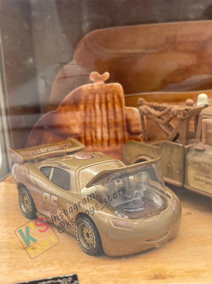 RARE DISNEY PIXAR CARS BY MATTEL, TIME TRAVEL MATER RADIATOR SPRINGS BEGINNINGS 3-PACK GIFT SET - LIGHTNING MCQUEEN, MATER AND STANLEY - BNIB