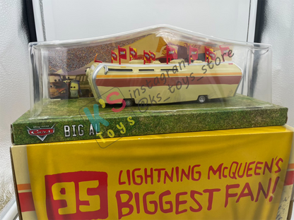 DISNEY PIXAR CARS BY MATTEL, EXCLUSIVE D23 2015 SDCC 95 LIGHNING MCQUEENS'S BIGGEST FAN - BIG AL, ALBERT HINKEY - BNIB