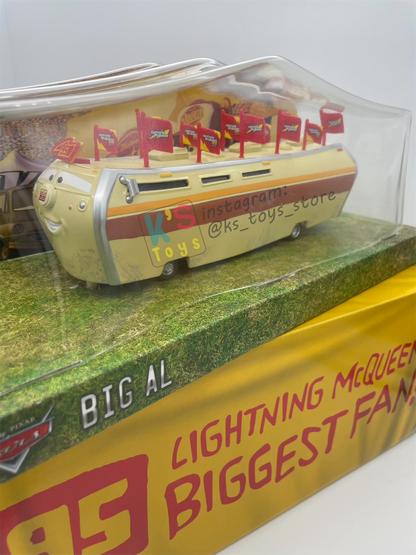 DISNEY PIXAR CARS BY MATTEL, EXCLUSIVE D23 2015 SDCC 95 LIGHNING MCQUEENS'S BIGGEST FAN - BIG AL, ALBERT HINKEY - BNIB