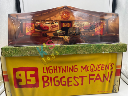 DISNEY PIXAR CARS BY MATTEL, EXCLUSIVE D23 2015 SDCC 95 LIGHNING MCQUEENS'S BIGGEST FAN - BIG AL, ALBERT HINKEY - BNIB