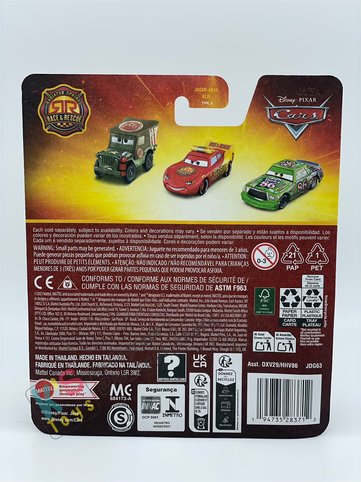 DISNEY PIXAR CARS BY MATTEL - "MATER RACE AND RESCUE" 2025 NEW RELEASE RACE & RESCUE SERIES - BNIP