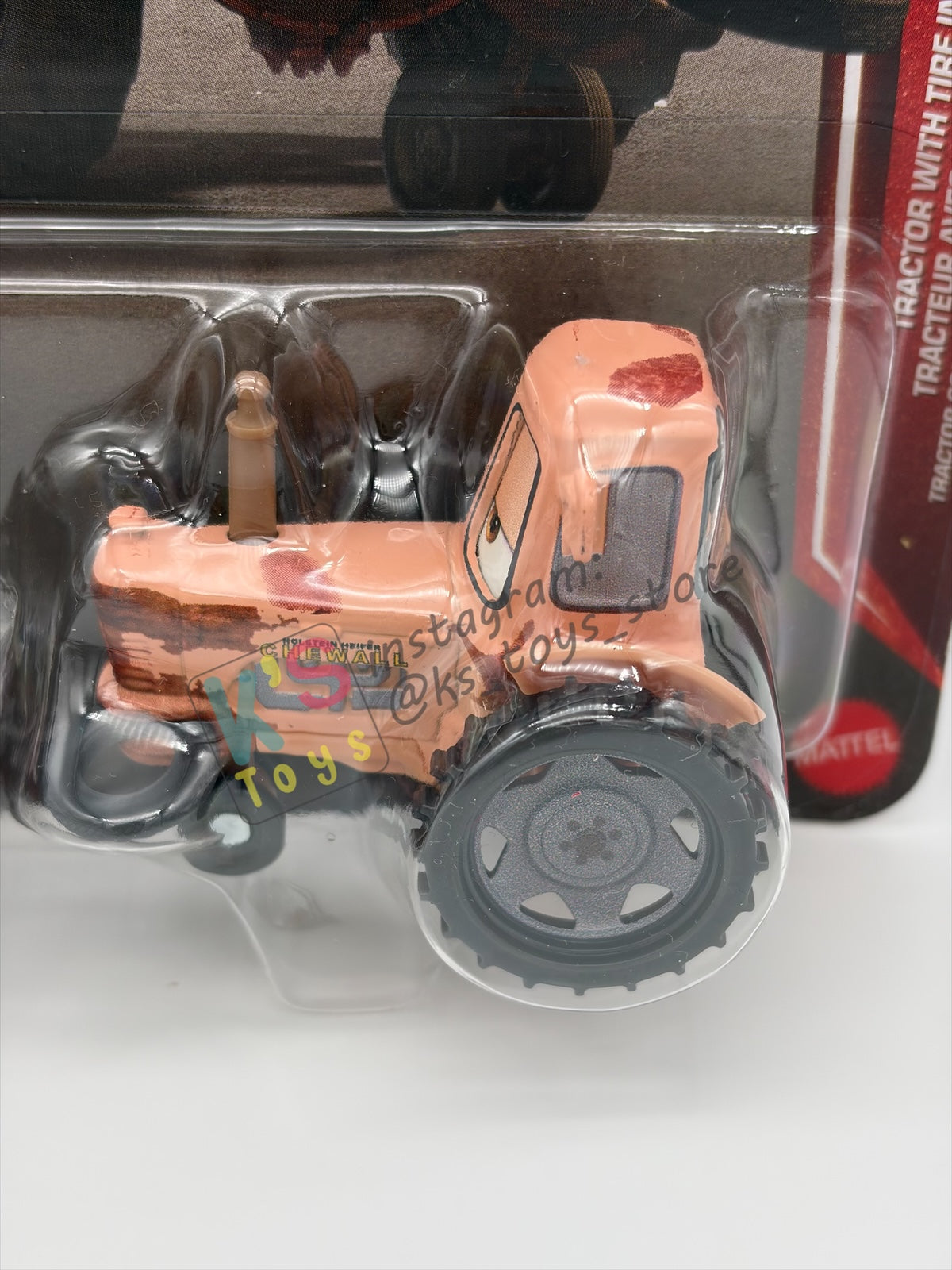 Disney Pixar Cars 1:55 by Mattel 2-Pack, MATER AND TRACTOR WITH TIRE IN MOUTH - 2026 RE-RELEASED 20TH ANNIVERSARY CARD- BNIP