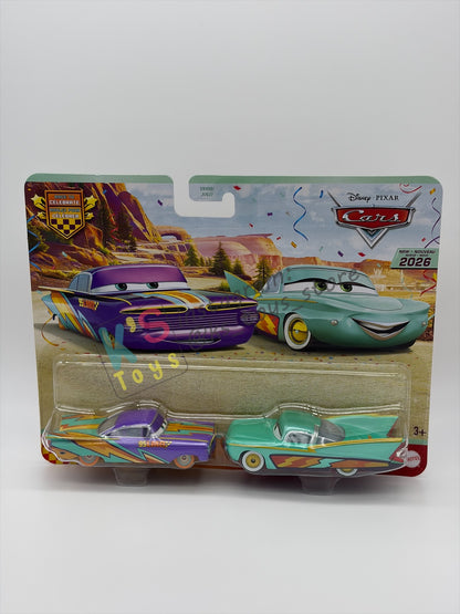 Disney Pixar Cars 1:55 by Mattel 2-Pack, RACE TO CELEBRATE FLO "95LMQ" AND RAMONE - 2026 NEW RELEASE - BNIP