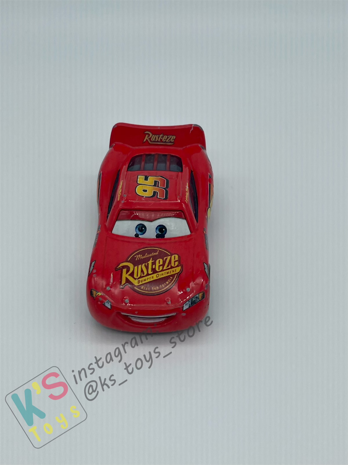 PRE-OWNED / LOOSE DISNEY PIXAR CARS - "LIGHTNING MCQUEEN CARS 1 WITH RUSTEZE STICKER" 2020 RE-RELEASED MADE IN THAILAND - PLAYED CONDITION