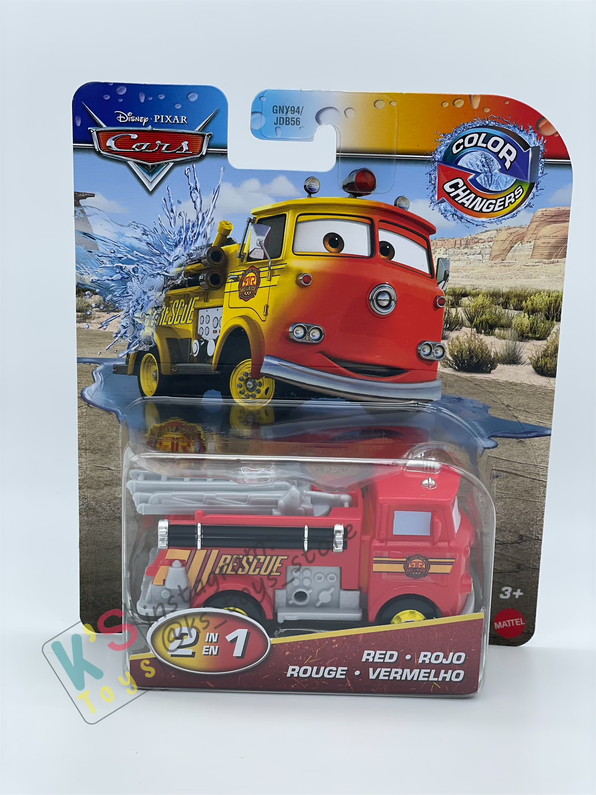 COLOR CHANGERS Disney Pixar Cars by MATTEL, RACE AND RESCUE RED (YELLOW / REED) - 2025 NEW RELEASE - BNIP