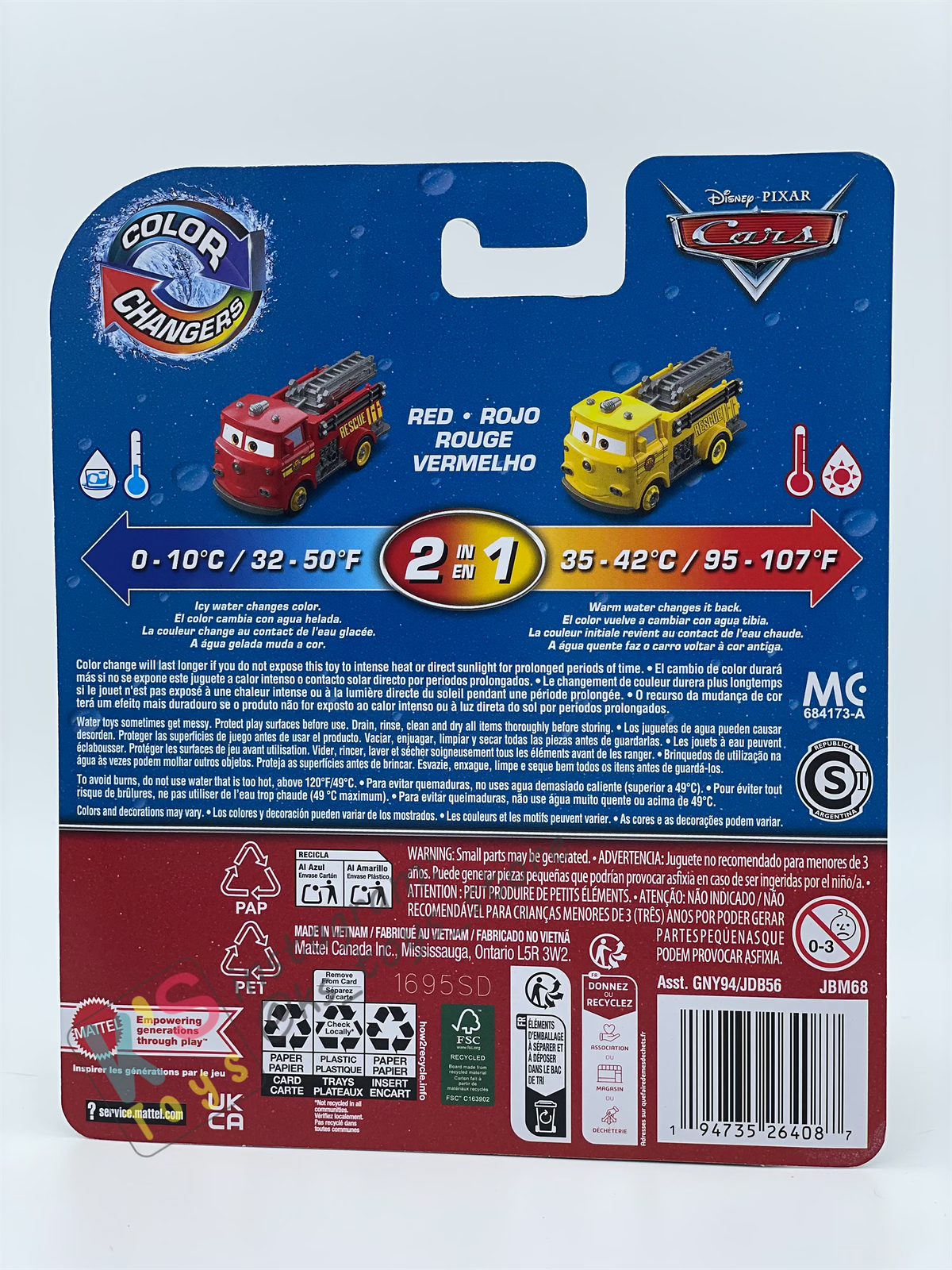 COLOR CHANGERS Disney Pixar Cars by MATTEL, RACE AND RESCUE RED (YELLOW / REED) - 2025 NEW RELEASE - BNIP