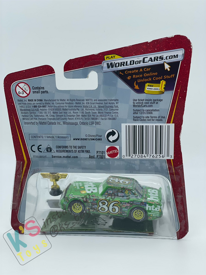 DISNEY PIXAR CARS BY MATTEL 1:55, CHICK HICKS WITH PISTON CUP, PISTON CUP SERIES - BNIP