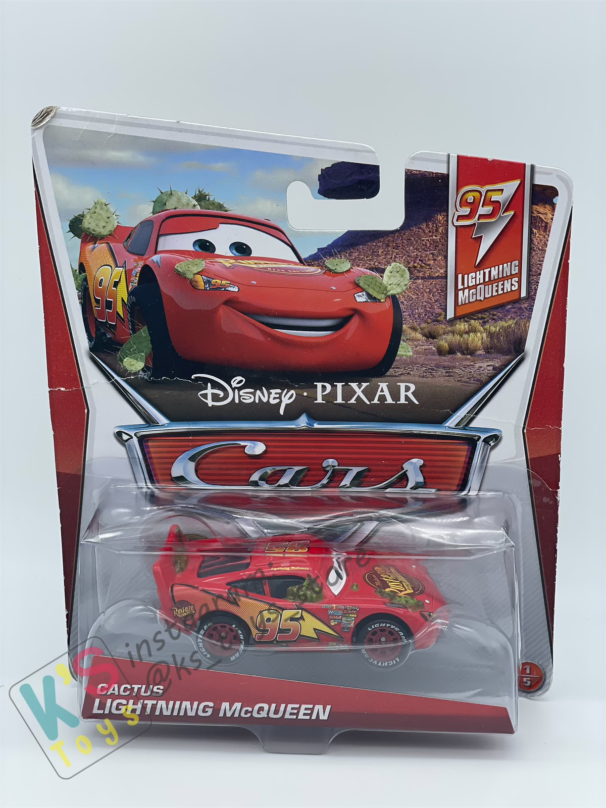 DISNEY PIXAR CARS BY MATTEL 1:55, CACTUS LIGHTNING MCQUEEN WITHOUT RUSTEZE STICKER - BNIP