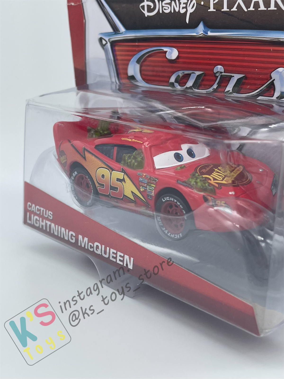 DISNEY PIXAR CARS BY MATTEL 1:55, CACTUS LIGHTNING MCQUEEN WITHOUT RUSTEZE STICKER - BNIP