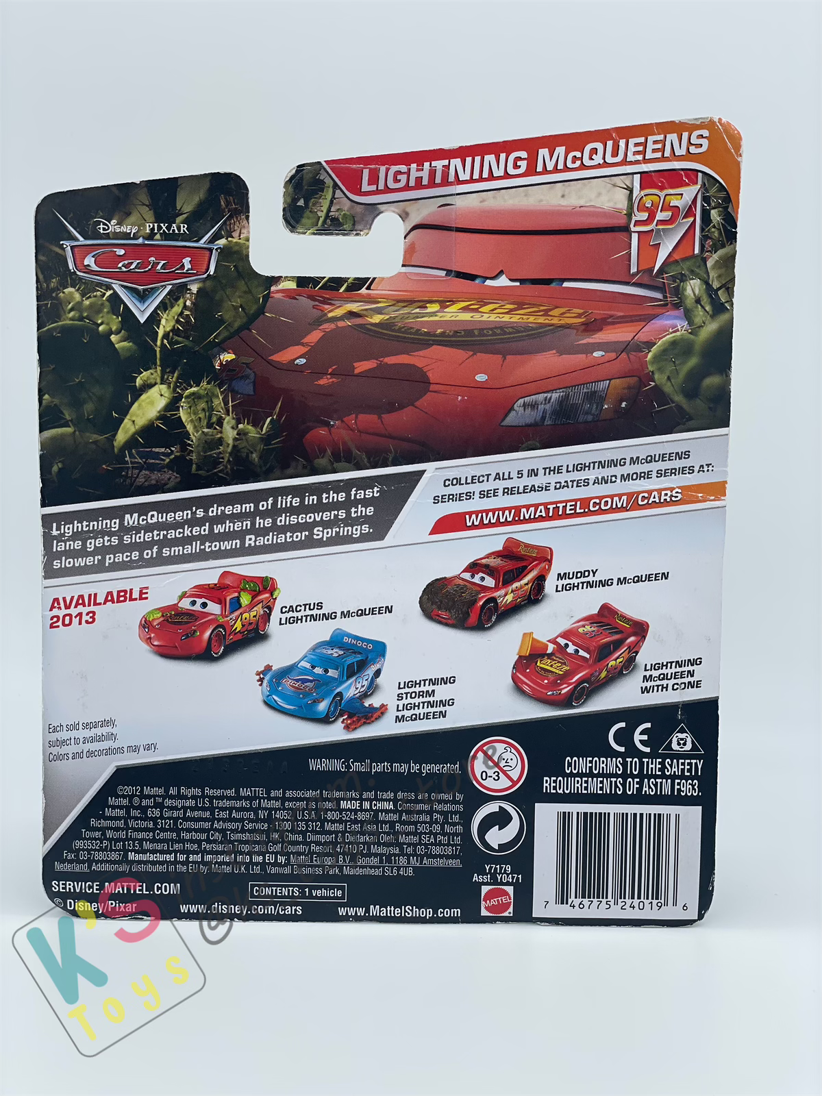 DISNEY PIXAR CARS BY MATTEL 1:55, CACTUS LIGHTNING MCQUEEN WITHOUT RUSTEZE STICKER - BNIP