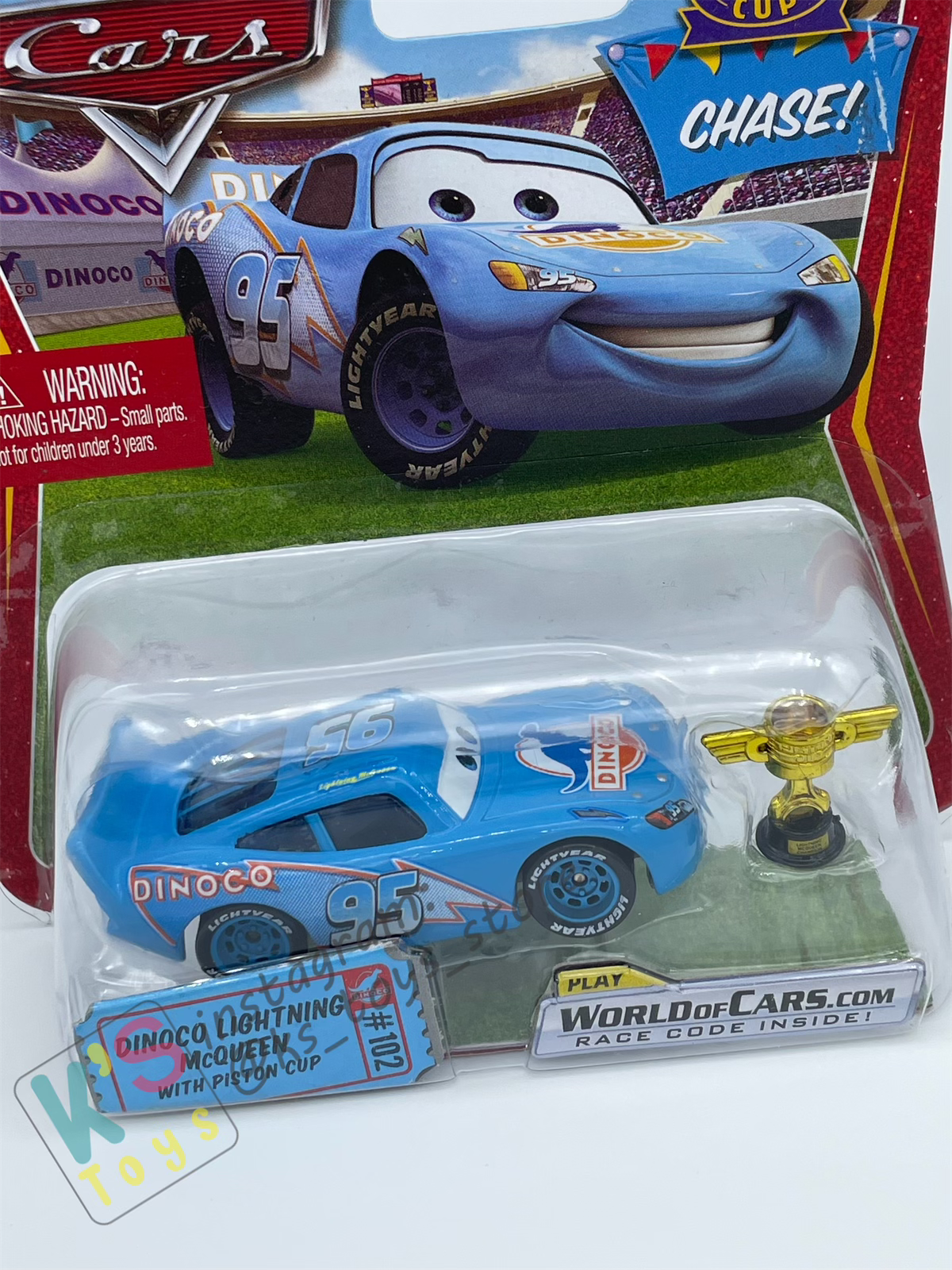 DISNEY PIXAR CARS BY MATTEL 1:55, DINOCO LIGHTNING MCQUEEN WITH PISTON CUP - PISTON CUP CHASE SERIES - BNIP