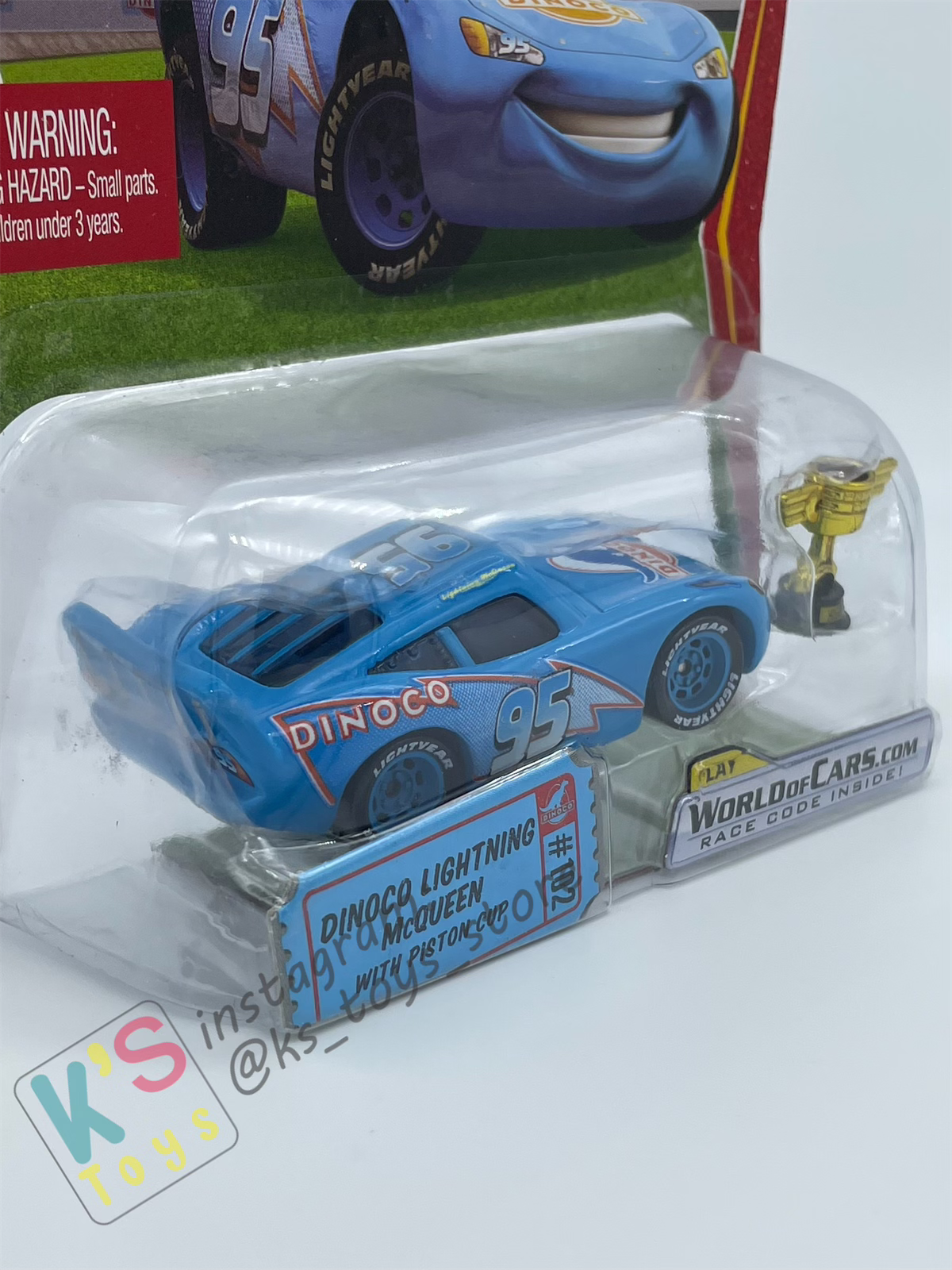 DISNEY PIXAR CARS BY MATTEL 1:55, DINOCO LIGHTNING MCQUEEN WITH PISTON CUP - PISTON CUP CHASE SERIES - BNIP