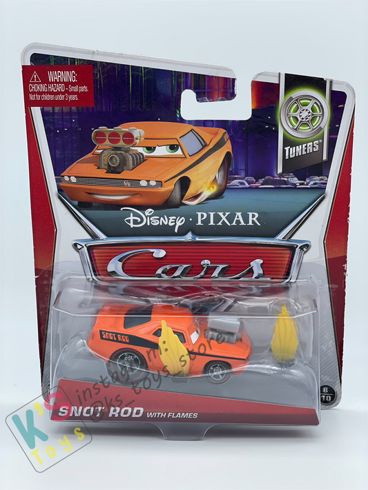 DISNEY PIXAR CARS BY MATTEL 1:55, SNOT ROD WITH FLAMES OPAQUE VARIANT - TUNERS SERIES - BNIP