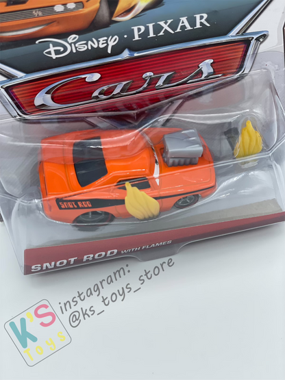 DISNEY PIXAR CARS BY MATTEL 1:55, SNOT ROD WITH FLAMES OPAQUE VARIANT - TUNERS SERIES - BNIP