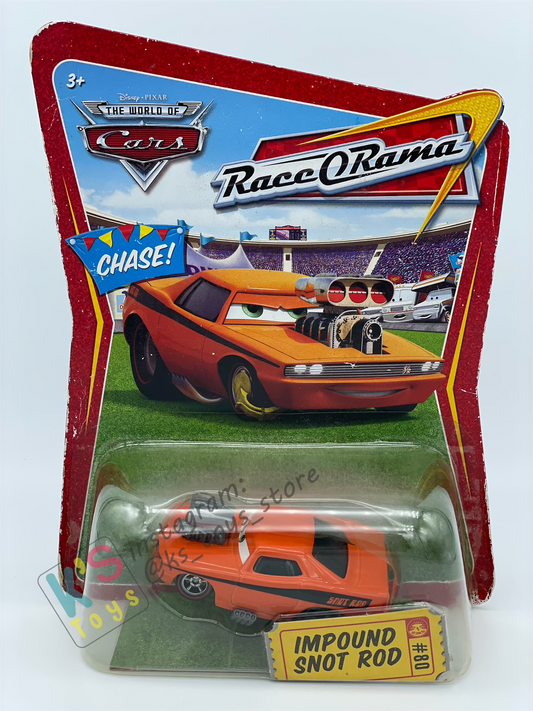 DISNEY PIXAR CARS BY MATTEL 1:55, IMPOUND SNOT ROD - RACE ORAMA SERIES - BNIP