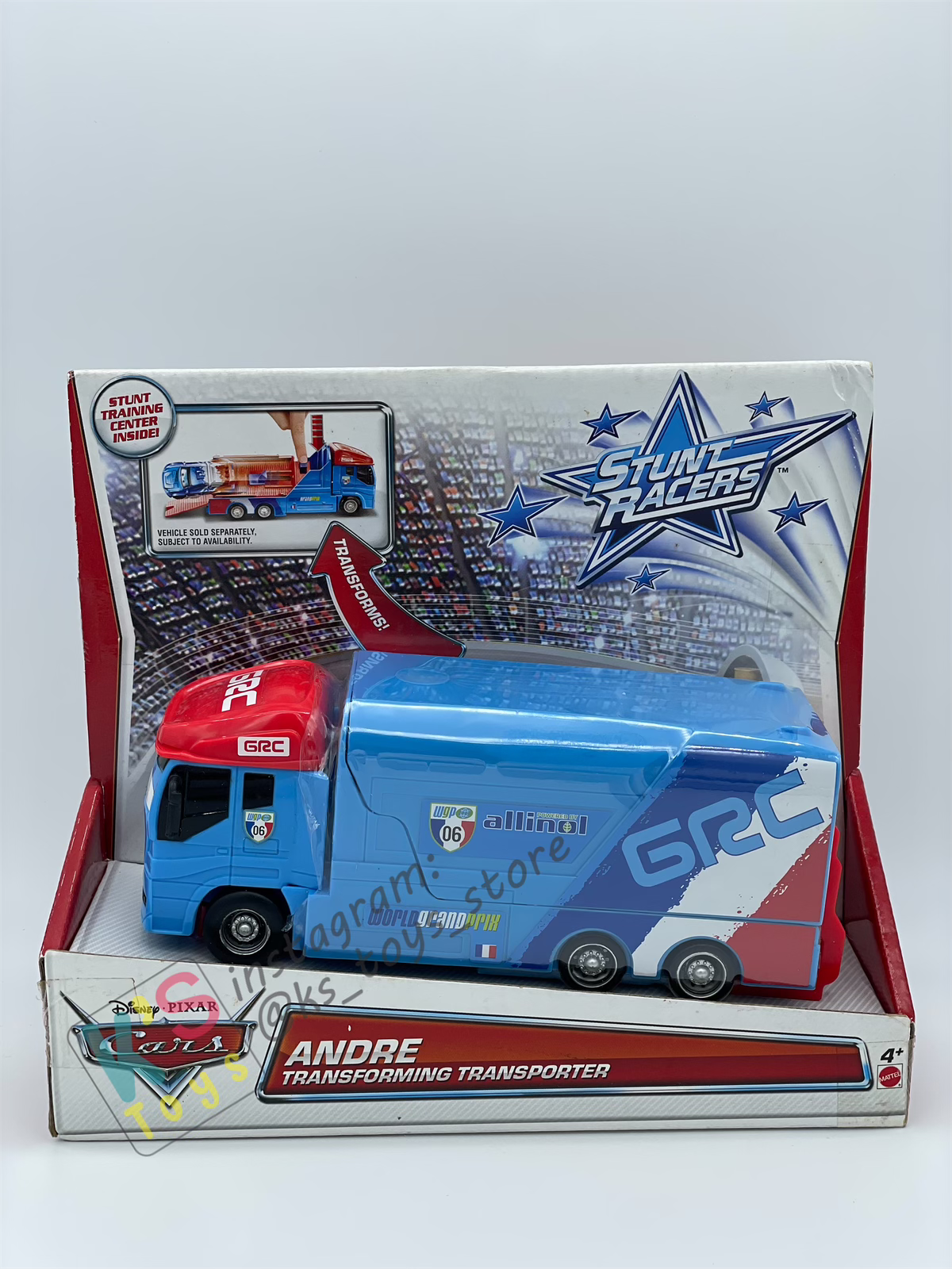 DISNEY PIXAR CARS BY MATTEL "ANDRE TRANSFORMING TRANSPORTER" STUNT RACERS SERIES - BNIP