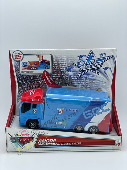 DISNEY PIXAR CARS BY MATTEL "ANDRE TRANSFORMING TRANSPORTER" STUNT RACERS SERIES - BNIP